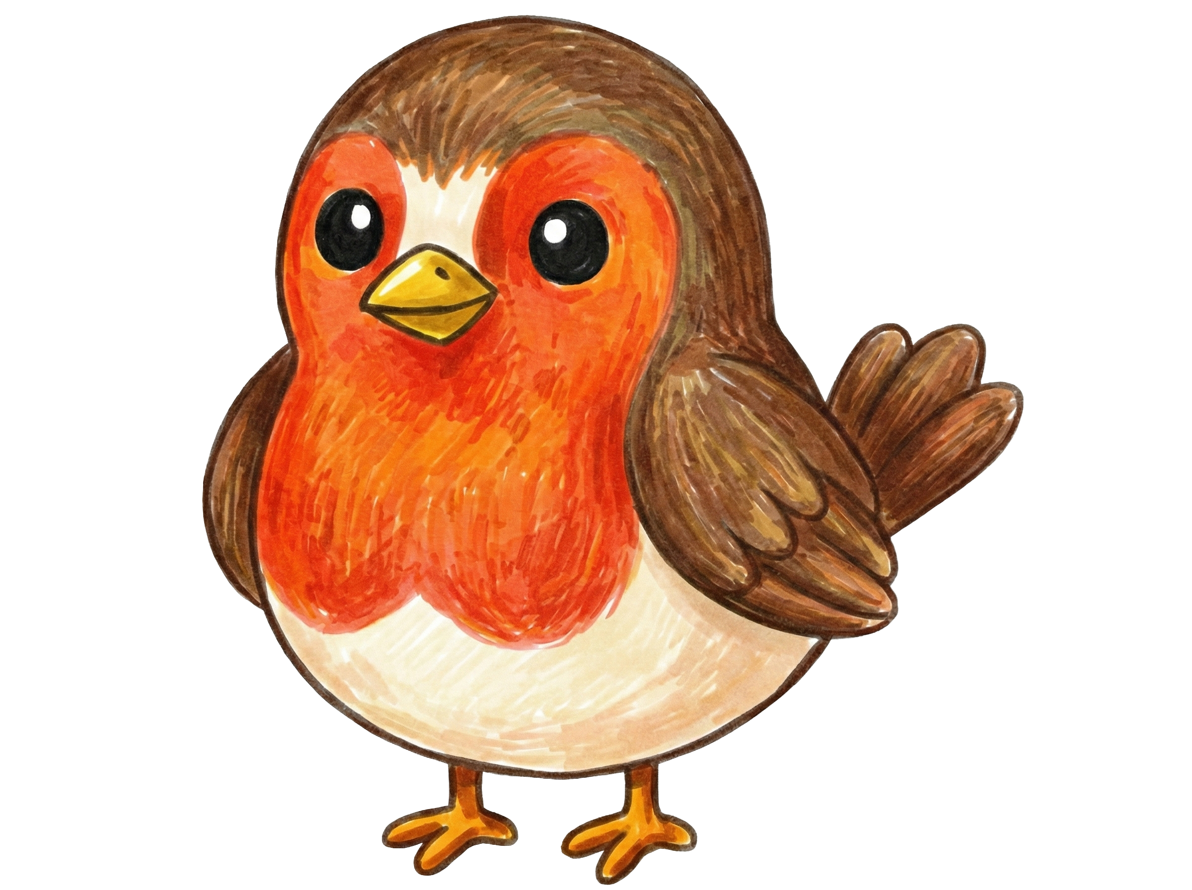 Robin colored with felt tip